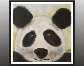 ORIGINAL Panda Watercolor Artwork, Nursery Animal Art, Wildlife Art, Panda Bear Art, Cute and Fun Wall Art, Not A Print