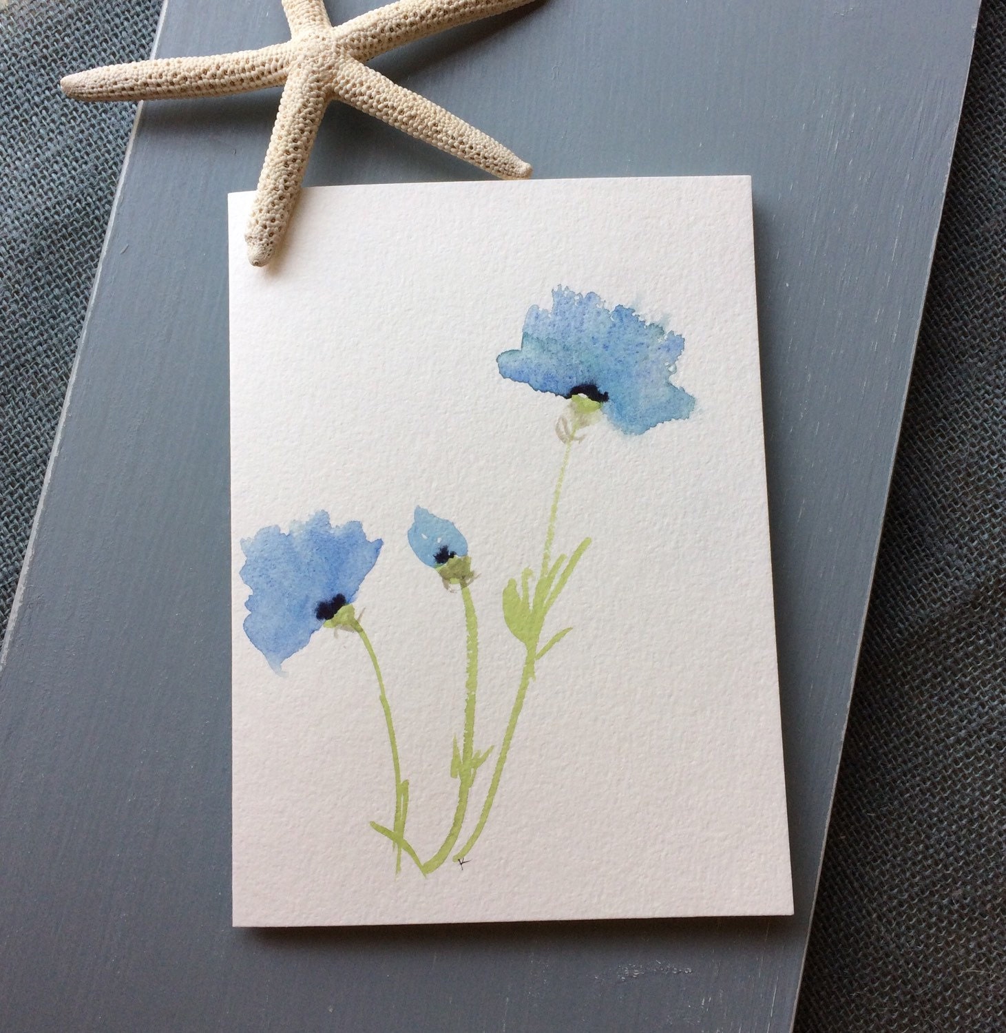 Watercolor Greeting Card Original Watercolor Hand Painted Etsy