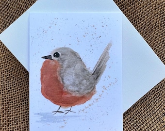 Little Red Robin Note Cards, Set of 3 Note Cards, Whimsical Bird Note Cards, Bird Lovers, Thank You Cards, Watercolor Bird