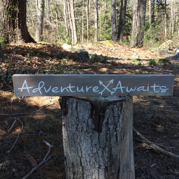 Rustic Home Decor, Adventure Wood Sign, Adventure Awaits, Ready to Ship, Cabin Sign, Adventure, Wedding Sign, Wedding Gift, Wood Arrow