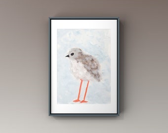 Baby Piping Plover ORIGINAL Gouache, Shore Bird Art, Not A Print, Wildlife Art, Whimsical birds