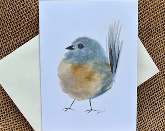 Blue Bird Note Cards, Set of 3, Bird Lovers, Thank You cards, Original Watercolor Cards,