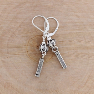 Hill Tribe Silver Lever back Earrings, Rustic Thai Silver Dangles, Thailand Jewelry