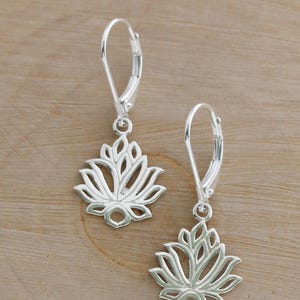 Sterling Silver Lotus Flower Earrings, Sweet Gift for Her, Sacred Lotus Jewelry