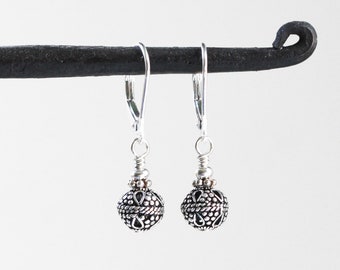 Turkish Sterling Silver Lever Back Earrings, Simple Everyday Earrings