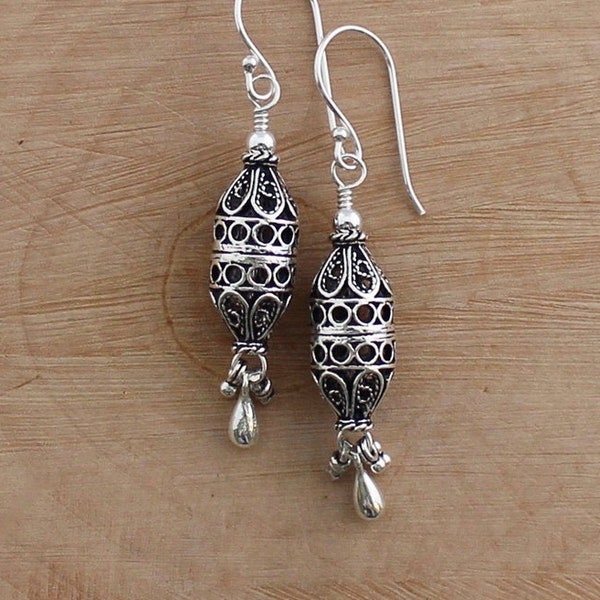 Turkish Sterling Silver Filigree Earrings, Turkish Jewelry, Everyday Silver Earrings