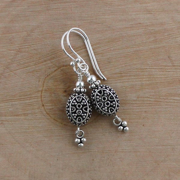 Turkish Sterling Silver Earrings, Dainty Silver Dangles, Small Silver Drops