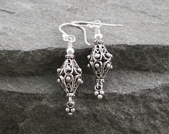 Turkish Sterling Silver Filigree Earrings, Turkish Jewelry, Everyday Dangle Earring