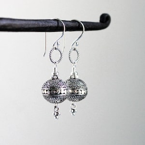 Balinese Sterling Silver Dangle Earrings, Oxidized Bali Jewelry, Everyday Silver Drops