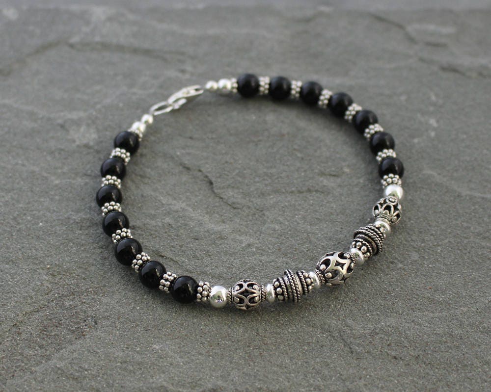 ブレスレット LESS IS MORE onyx bead necklace Onyx Bead Necklace with Sterling Silver Accent Beads