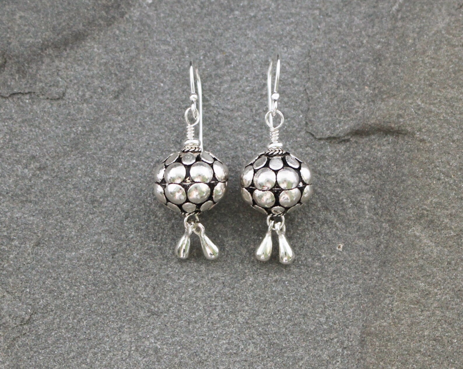 Sterling Silver Ball Earrings Turkish Jewelry Silver Drops Etsy