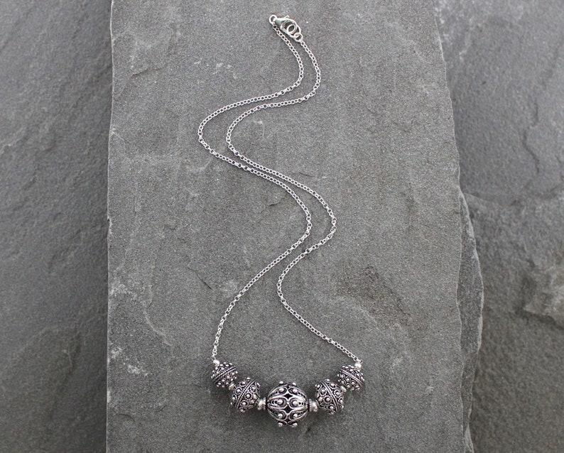 Turkish Sterling Silver Bead Necklace on Chain Turkish Silver - Etsy