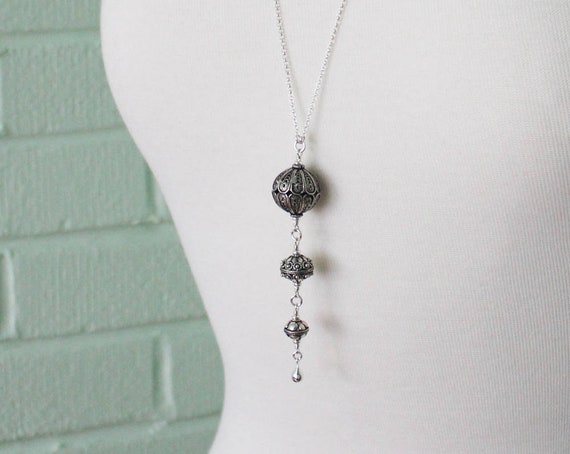 Long Sterling Silver Pendant Necklace Turkish Silver Jewelry Etsy