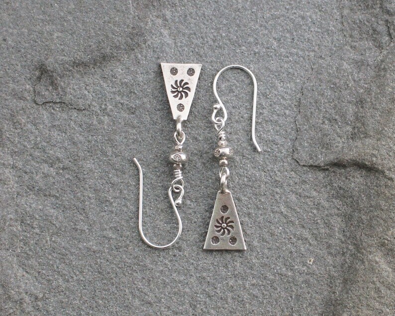 Thai Hill Tribe Silver Earrings Dainty Silver Dangles Rustic - Etsy