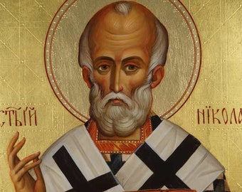 St Nicholas Hand-Painted Icon Byzantine Orthodox MADE TO ORDER