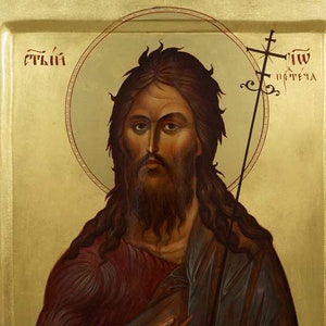 Saint John the Forerunner Hand-Painted Icon Byzantine Orthodox Icon of St John the Baptist MADE TO ORDER