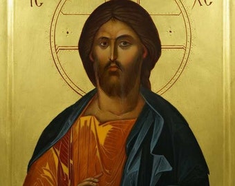 Jesus Christ Pantocrator Hand-Painted Icon Byzantine Orthodox Icon MADE TO ORDER