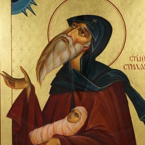 Saint Stylianos the Hermit Hand-Painted Icon Byzantine Orthodox MADE TO ORDER