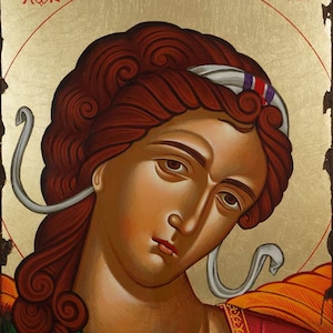 Aartsengel Gabriël icoon, met de hand geschilderd Grieks-orthodox icoon van Sint Gabriël, met de hand gemaakt door iconograaf, Byzantijnse iconografie | GRATIS DHL Express