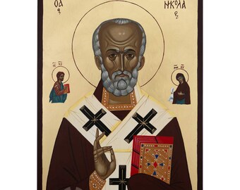 Saint Nicholas of Myra Icon, Hand-Painted Gold Leaf, 40×30cm