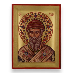 St Spyridon Icon -  Raised Border Christian Orthodox Icon | Handmade on Solid Natural Wood | Gift-Ready - Ships in a Box