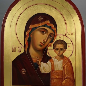 Virgin Mary Kazanskaya Hand-Painted Icon Byzantine Orthodox Icon of Theotokos of Kazan MADE TO ORDER