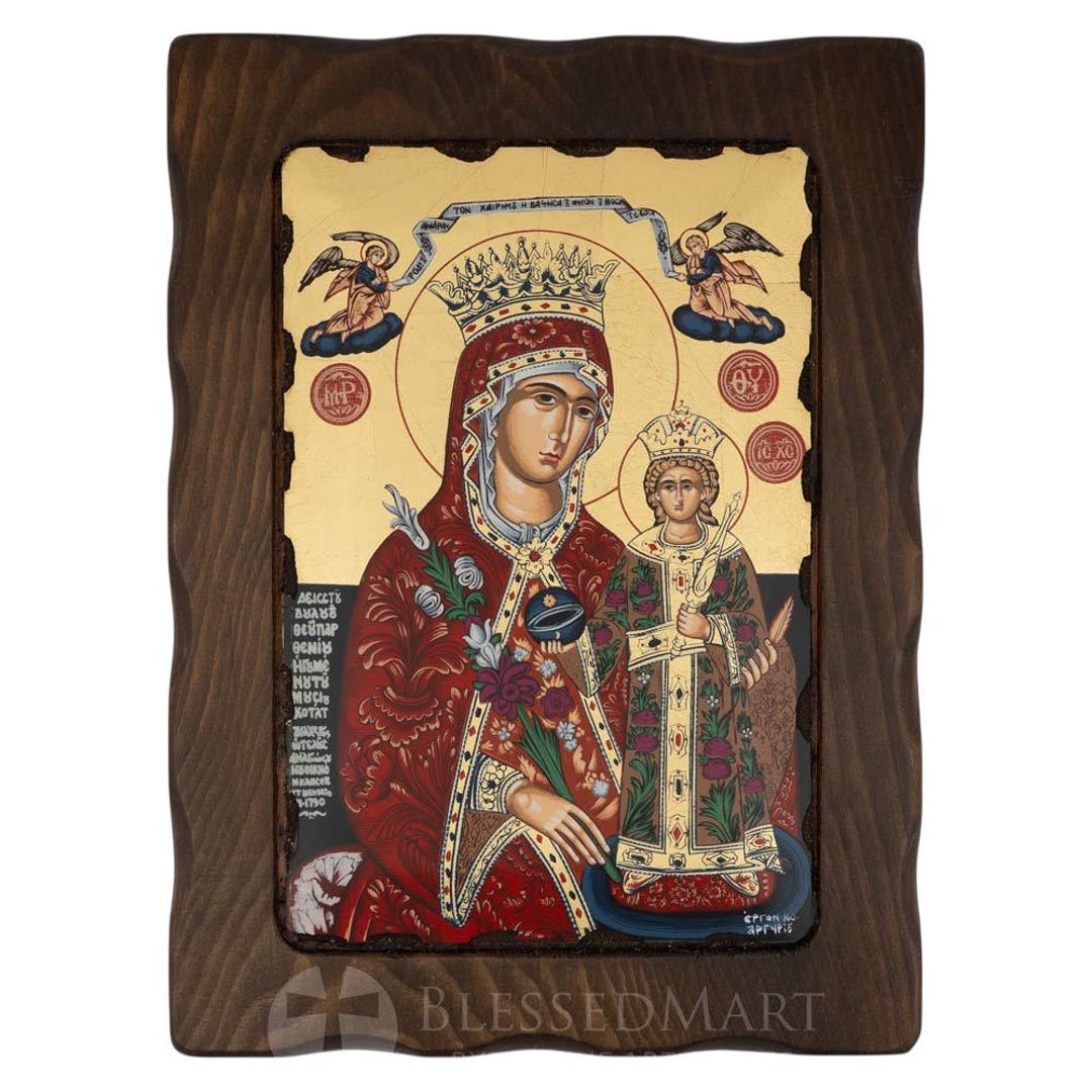Virgin Mary the Unfading Rose Icon – Greek Orthodox Byzantine Art - Etsy