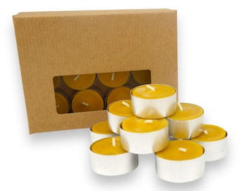 Theelichtkaarsen van pure bijenwas: 24 stuks