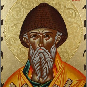 St Spyridon icoon, bisschop van Trimythous handgeschilderde Grieks-orthodoxe icoon 24K goud | GRATIS DHL Express
