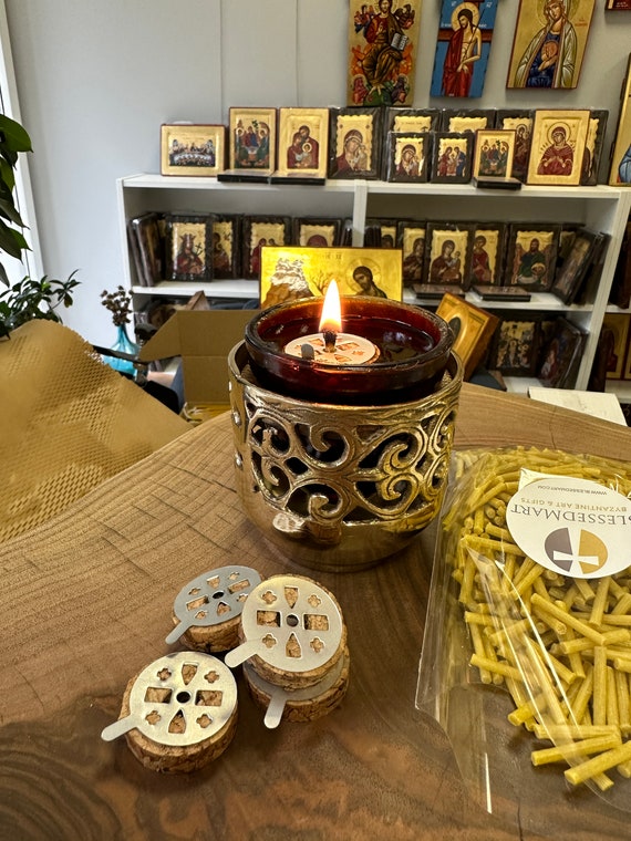 Beeswax Candle Wicks for Orthodox Vigil Oil Lamps, Floating Candles Home  Altar, Prayer Corner 500 Wicks 4 Cork Floats 