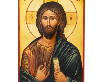 Christ Blessing (Vatopedi) Icon, Hand-Painted Gold Leaf, 30×20cm