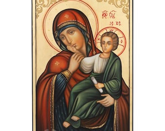 Panagia Paramythia Icon, Hand-Painted Gold Leaf, 30×20cm