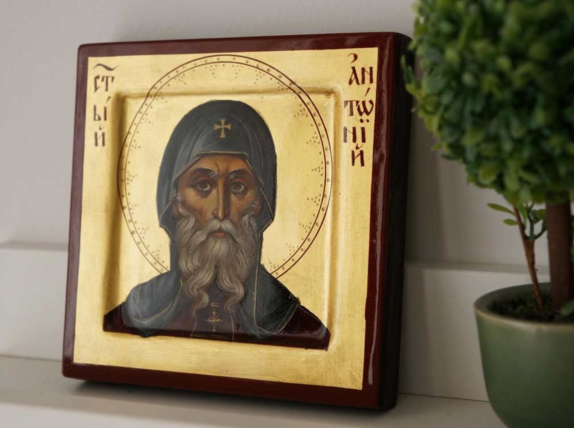 Saint Anthony the Great Hand-painted Icon Byzantine Orthodox Icon MADE ...