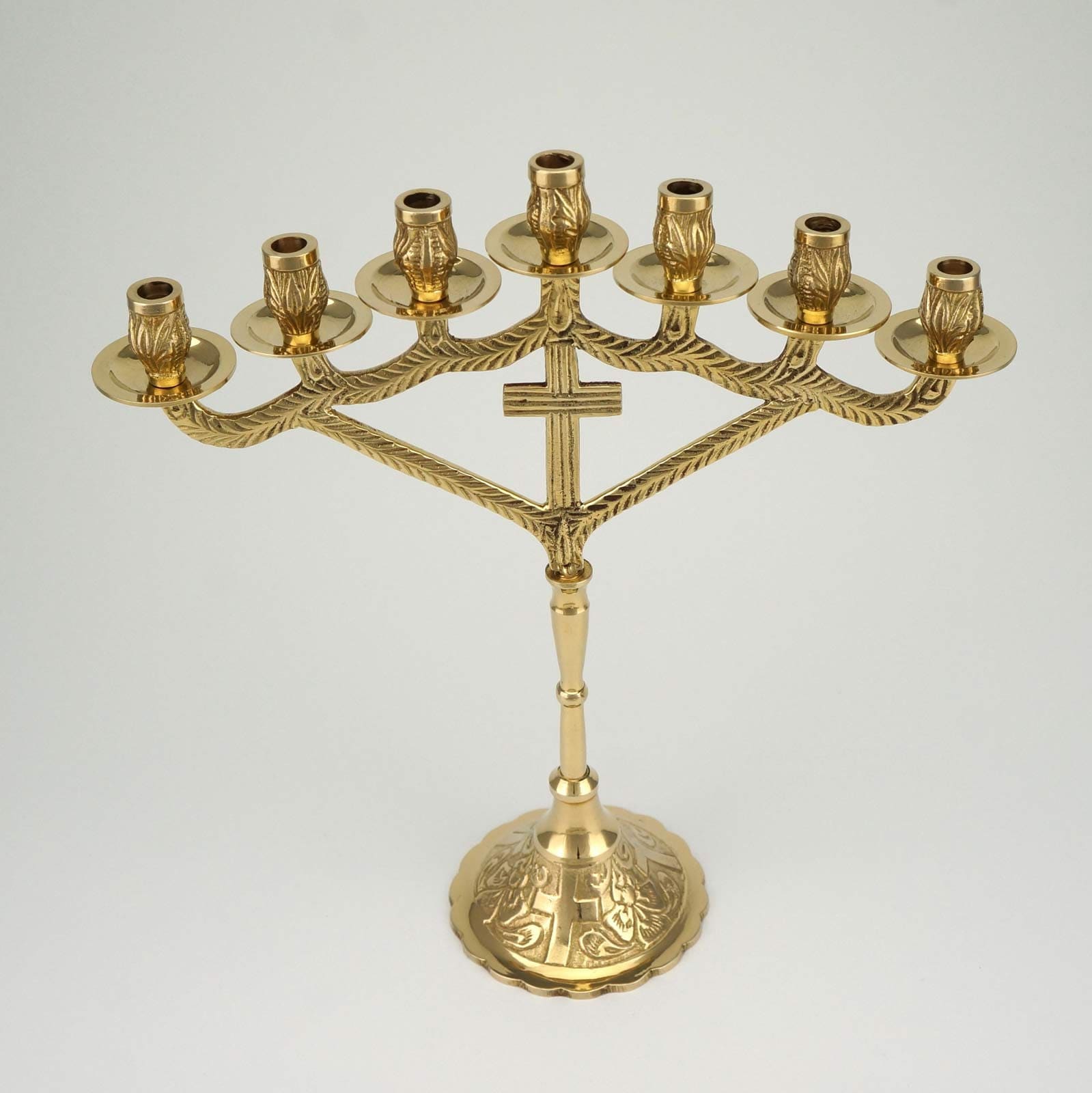 7 Candle Brass Candlestick Holder Christian Orthodox Etsy