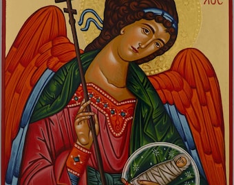 The Guardian Angel Icon, Hand-Painted Gold Leaf, 25×20cm