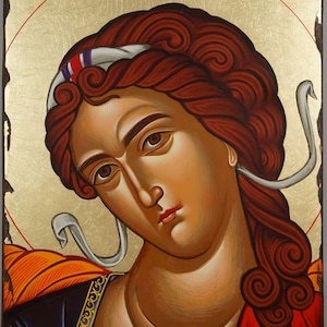 Aartsengel Michaël icoon, met de hand geschilderd Grieks-orthodox icoon van Sint-Michiel, met de hand gemaakt door iconograaf, Byzantijnse iconografie | GRATIS DHL Express