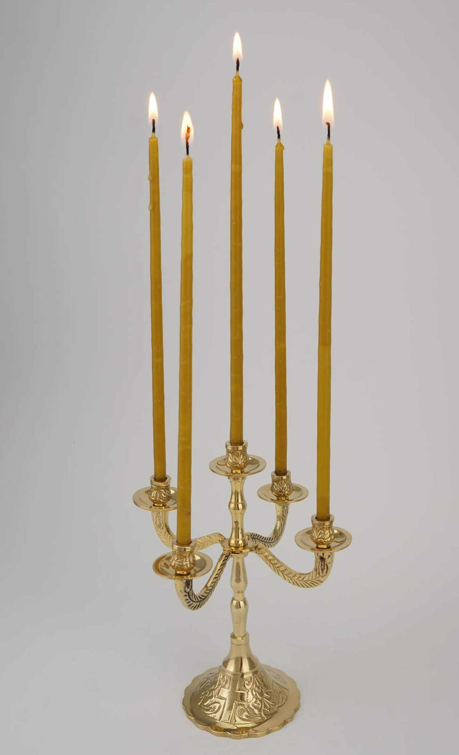 5 Candle Brass Candelabra Christian Orthodox Candlestick Etsy