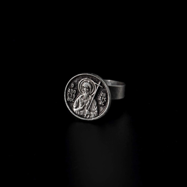 St Andrew Ring - Adjustable - Orthodox Gift, Authentic Christian Gift, Symbol of Faith and Protection
