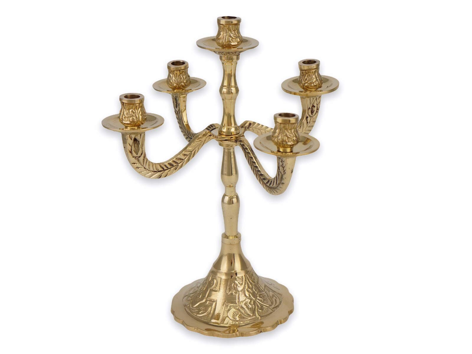 5 Candle Brass Candelabra Christian Orthodox Candlestick Etsy