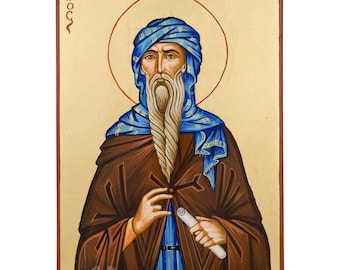 Saint Isaac the Syrian Icon, Hand-Painted Gold Leaf, 30×20cm