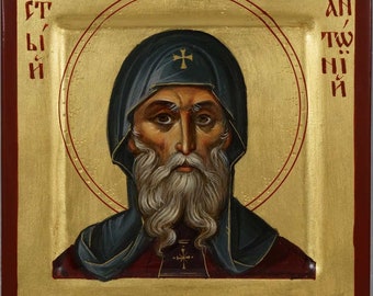 Saint Anthony the Great Hand-Painted Icon Byzantine Orthodox Icon MADE TO ORDER