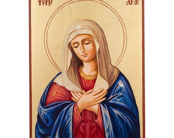 Virgin of Extreme Humility Icon, Hand-Painted Gold Leaf, 35×24cm