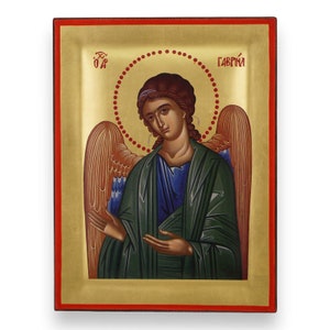 Archangel Gabriel Icon - Raised Border Greek Orthodox Icon | Handmade on Solid Natural Wood