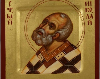 St Nicholas of Myra Hand-Painted Icon Byzantine Orthodox Icon Saint Nikolaos Miniature MADE TO ORDER