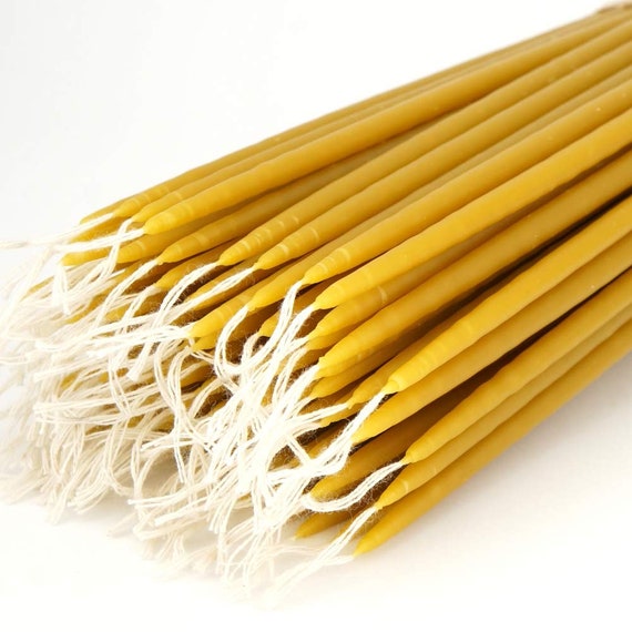 100% Pure Natural Beeswax Candles Handmade Dipped Thin Taper