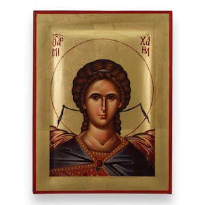 Archangel Michael Icon - Raised Border Greek Orthodox Icon | Handmade on Solid Natural Wood
