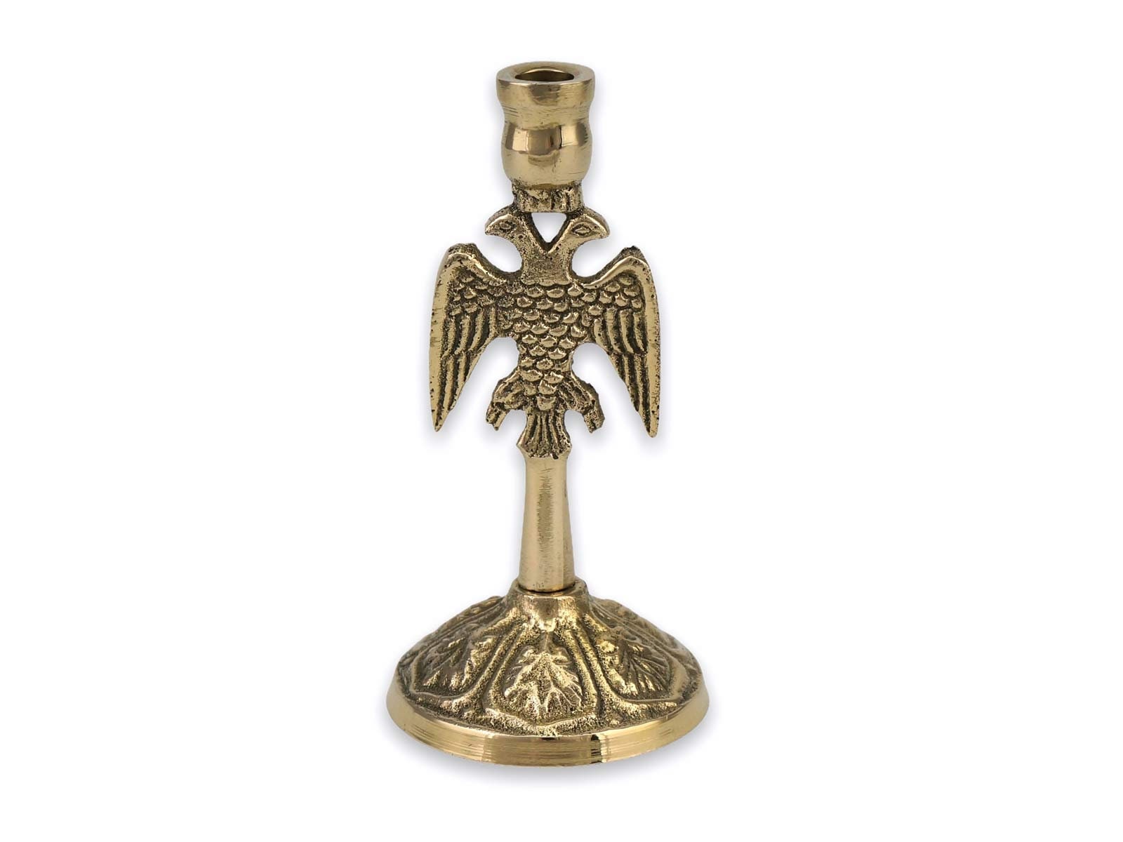 Byzantine Style Double Headed Eagle Brass Candelabra Church Three Candle Holder 