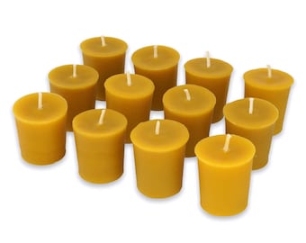 Velas Votivas de Cera de Abelha Pura - Velas Votivas de Cera de Abelha Natural para Oração, Meditação, Oferenda e Devoção | Velas Pequenas para Altar