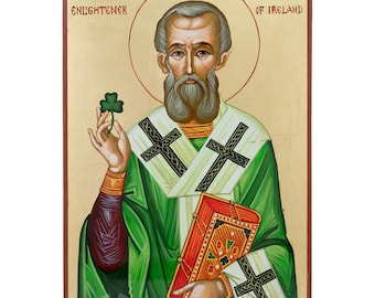 St Patrick Icon, Hand-Painted Gold Leaf, 24×35cm