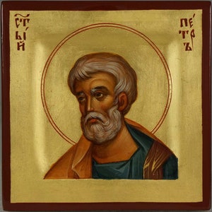 St Peter the Apostle Hand-Painted Icon Byzantine Orthodox Icon of Saint Peter Miniature MADE TO ORDER